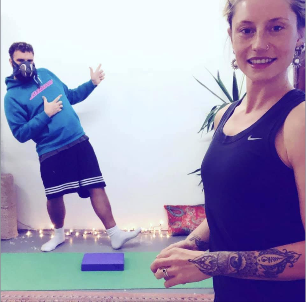 Early yoga filming setup